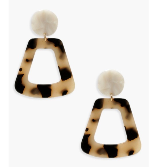 Jewelry - Tortoiseshell Drop Resin Earrings GEO NEW!!